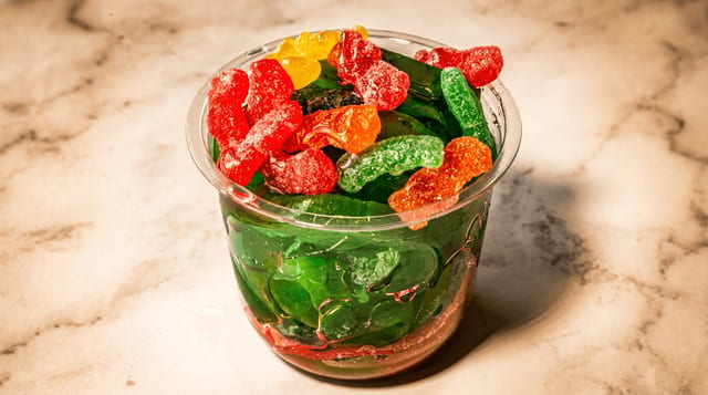 Kool-Aid Pickles with Candy.